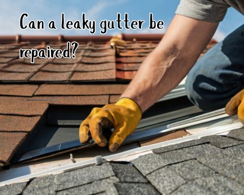 Gutter being repaired by roofer.