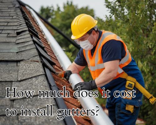 a roofer almost done with installing roof gutters